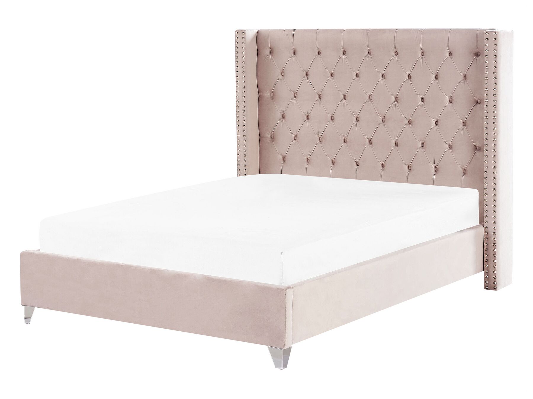 Velvet EU Double Size Bed Pink LUBBON_832446