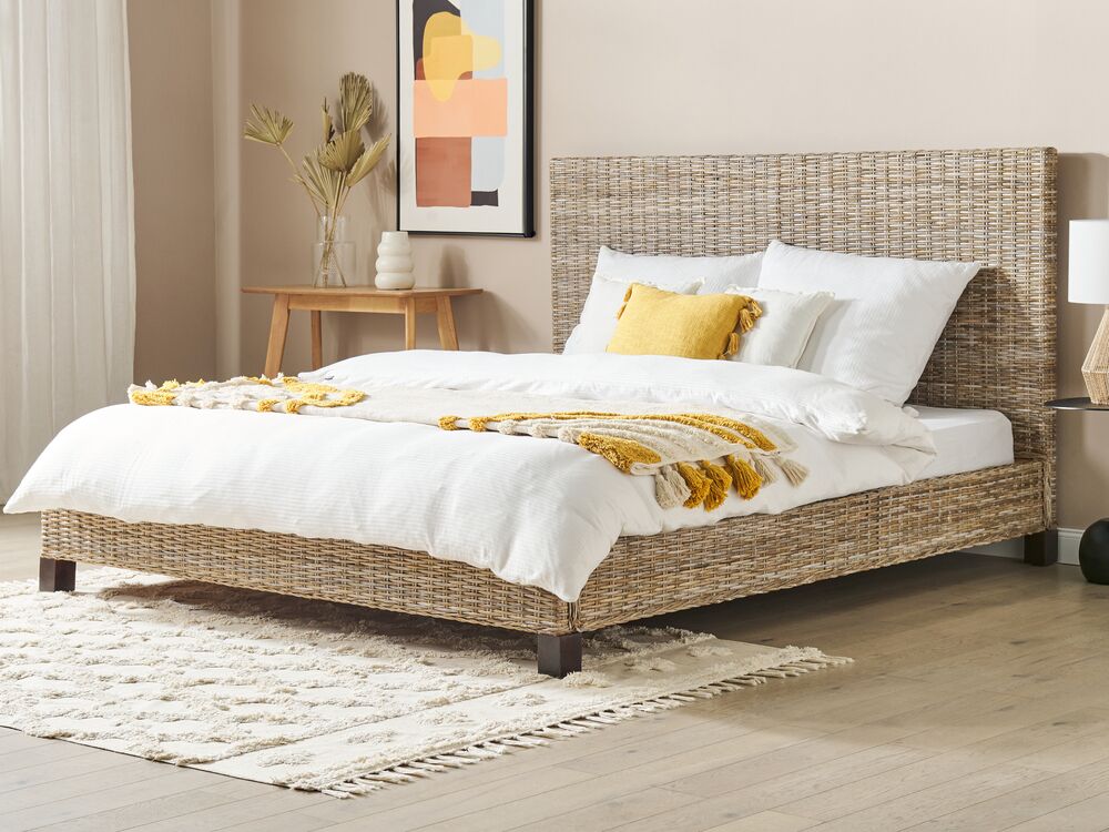 Lit avec sommier Rotin SALBRIS 180 x 200 cm Naturel