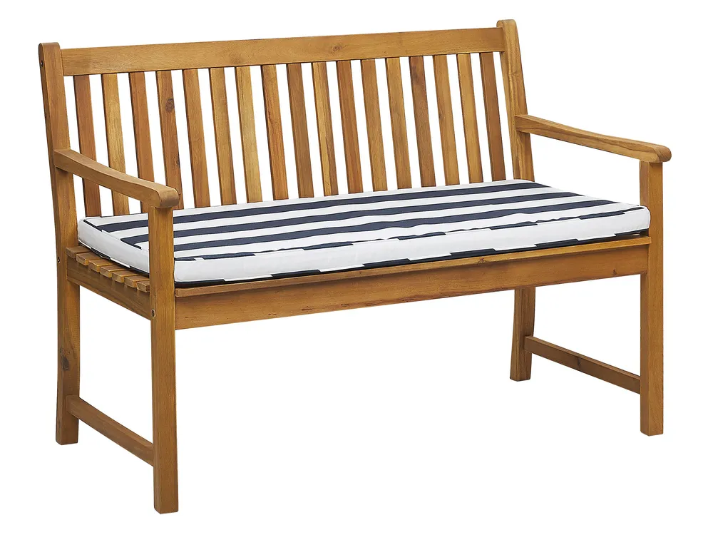 Garden Bench with Cushion VIVARA 120 cm Certified Acacia Wood Navy