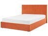 Sametová postel s úložným prostorem 160 x 200 cm oranžová VION_826785