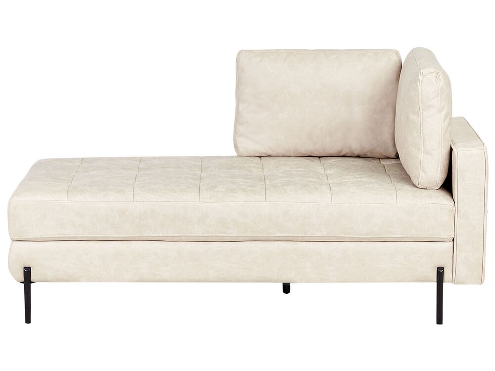 Right Hand Faux Leather Chaise Lounge Light Beige REBAIS Beliani