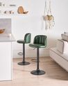 Set of 2 Bar Stools VLORE Swivel Faux Leather Dark Green