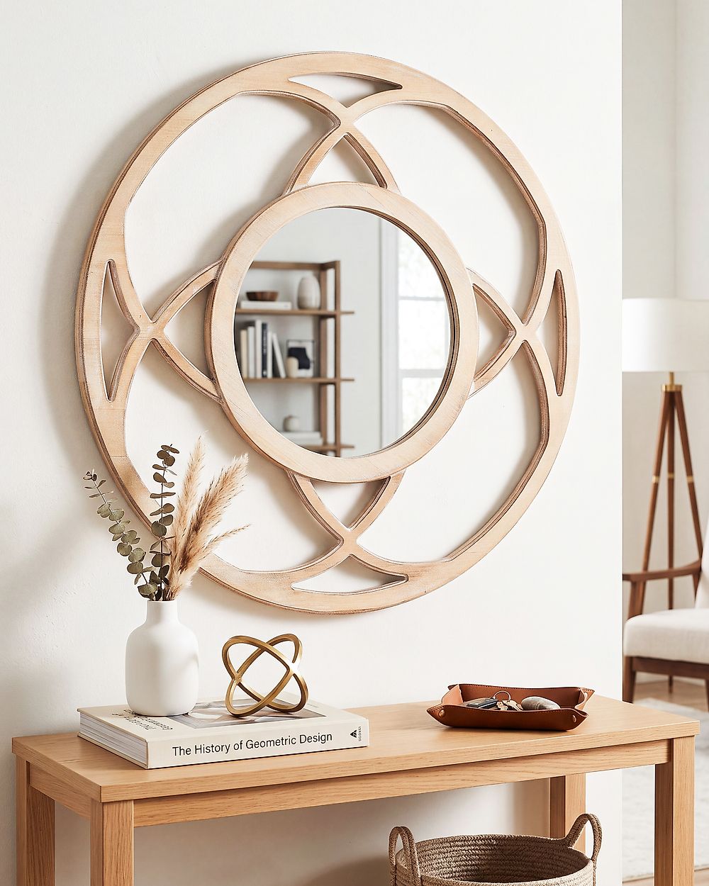 Wall Mirror IZTAPALAPA 60 cm 60 cm Light Fir Wood
