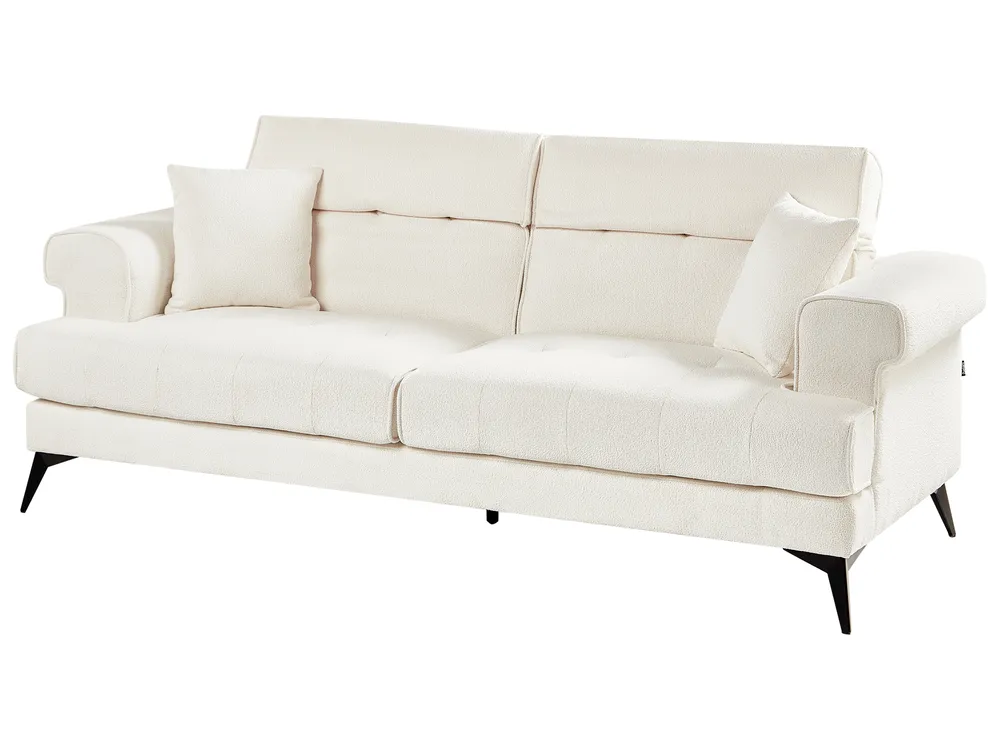 Sofa 3 Seater SKIVE Boucle White_948623