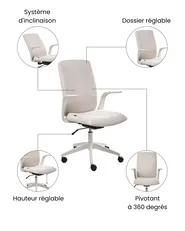 Chaise de bureau CAPTAIN Tissu Beige_1073360