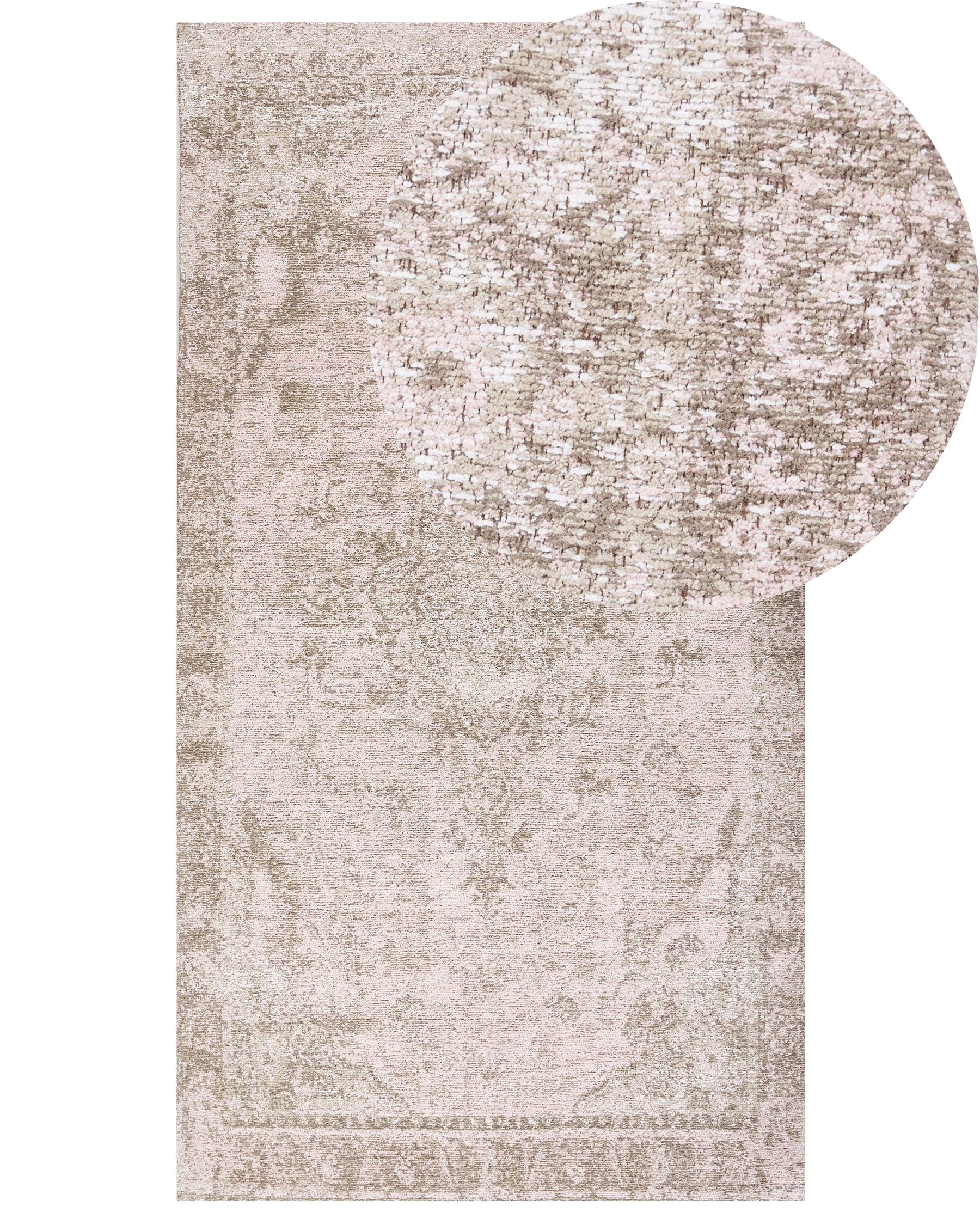 Alfombra de algodón rosa/beige 80 x 150 cm MATARIM_852533