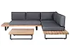 Garden Corner Sofa with Table 5 Seater MYKONOS Certified Acacia Wood Dark Grey Right Hand