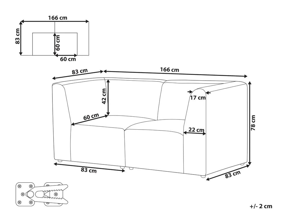 Modular Sofa 2 Seater LEMVIG Corduroy Green_875975
