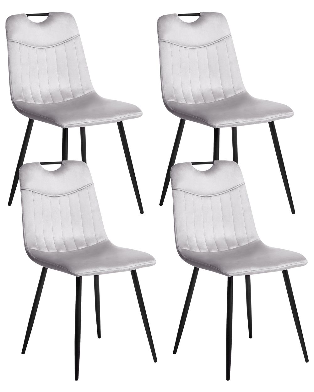 Set of 4 Dining Chairs ARGYLE Velvet Light Grey
