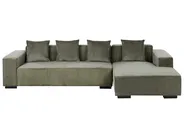 Corner Sofa 4 Seater LUNGO with Ottoman Corduroy Green Left Hand_962283