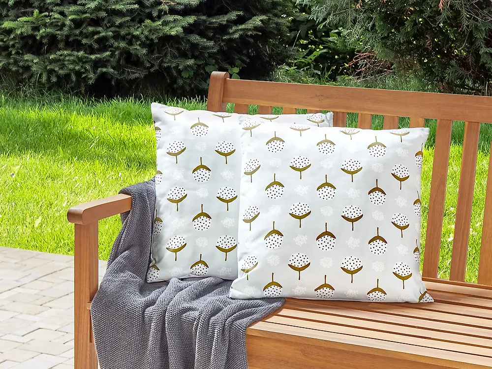 Conjunto de 2 cojines de exterior CUNEO Patrón geométrico 45 x 45 cm Verde_1183734