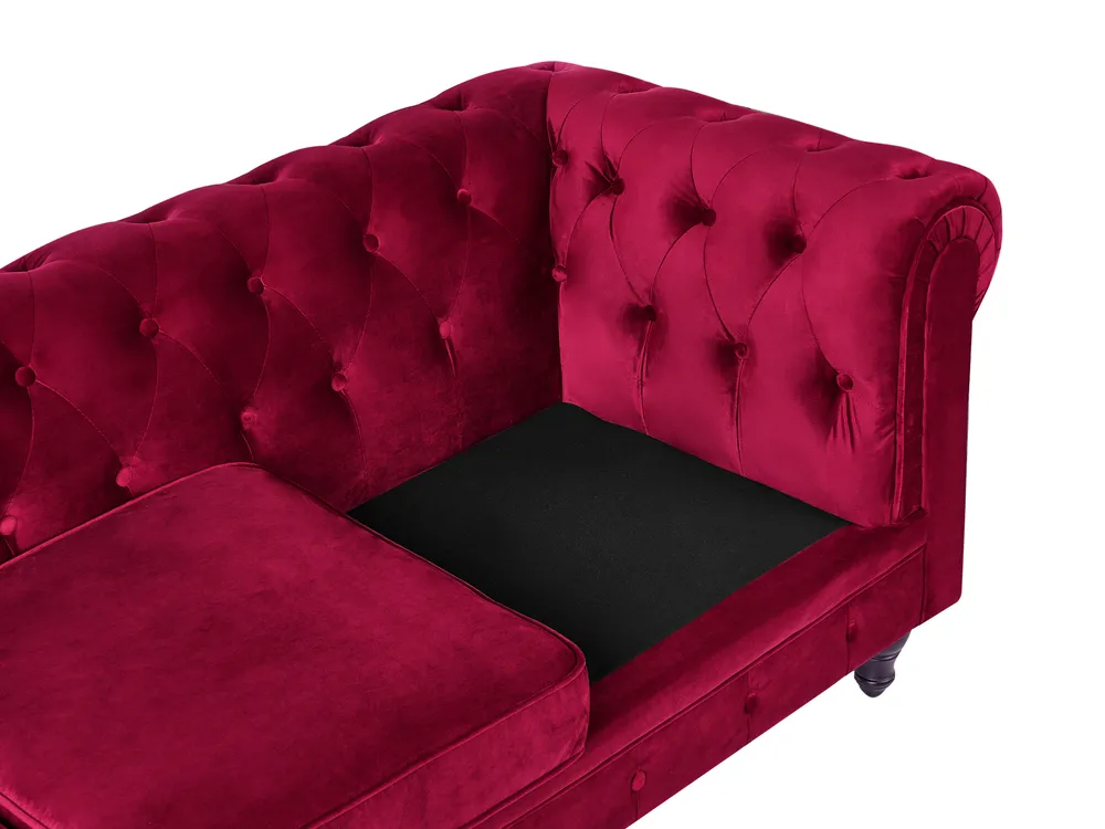 Living Room Set 4 Seater CHESTERFIELD Velvet Dark Red_778812