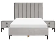 Schlafzimmer Set SEZANNE Samtstoff Hellgrau 140 x 200 cm_800113