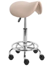 Saddle Stool DUMONT Faux Leather Beige_1072600