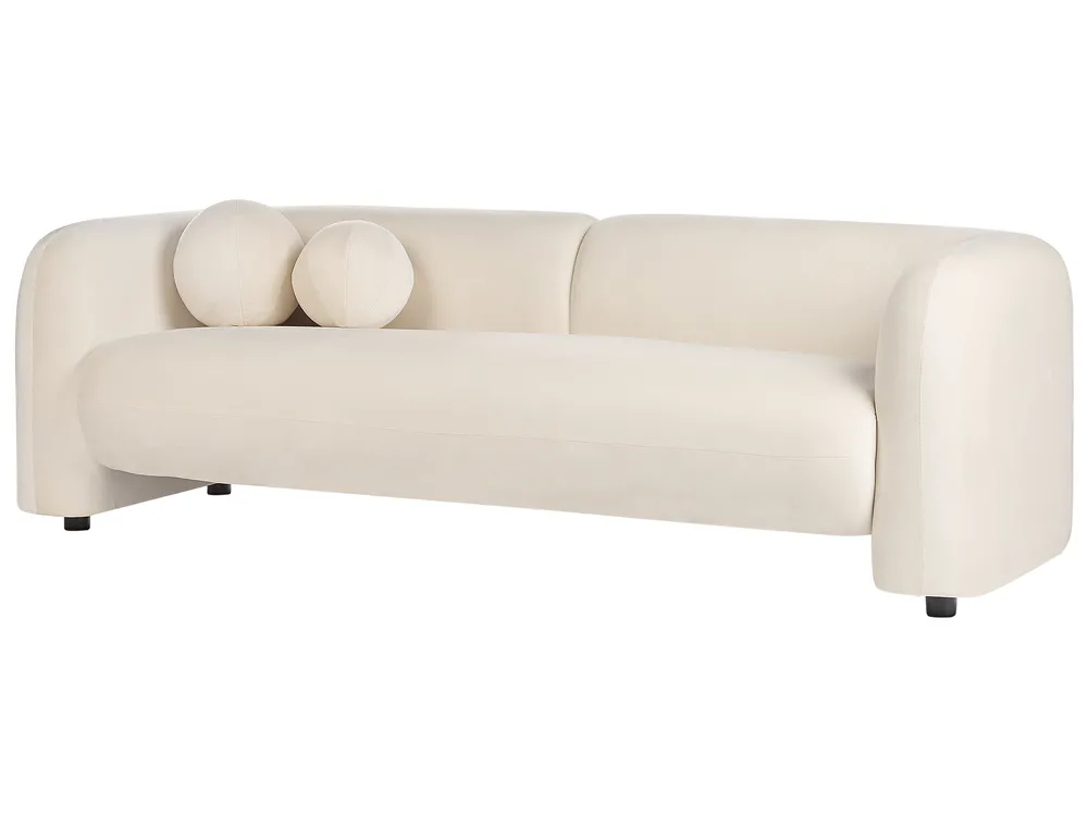 Living Room Set 4 Seater LEIREN Velvet Off-White_920774