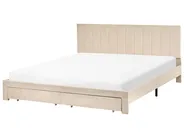 Bed with Storage Drawers LONZAC Velvet Beige 180 x 200 cm (EU Super King)_1014716
