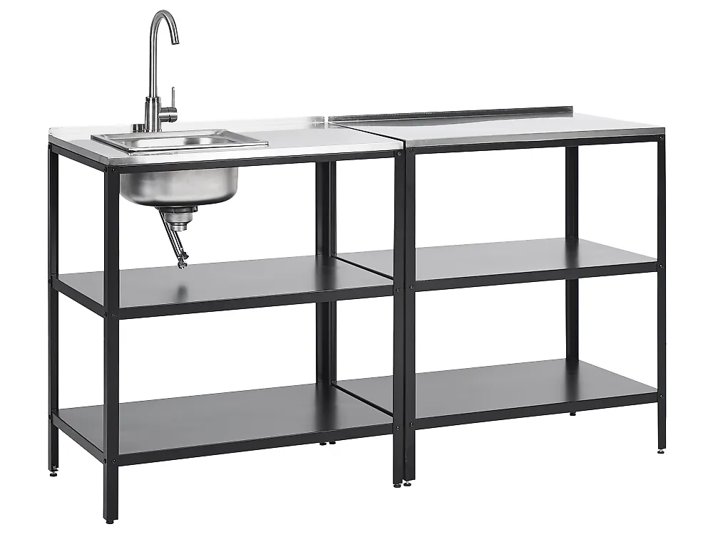 Armario Cocina Exterior 2 Puertas Acero Inoxidable - Color Verde, 80x50x90 Cm, Encimera De Acero, Resistente A La Intemperie