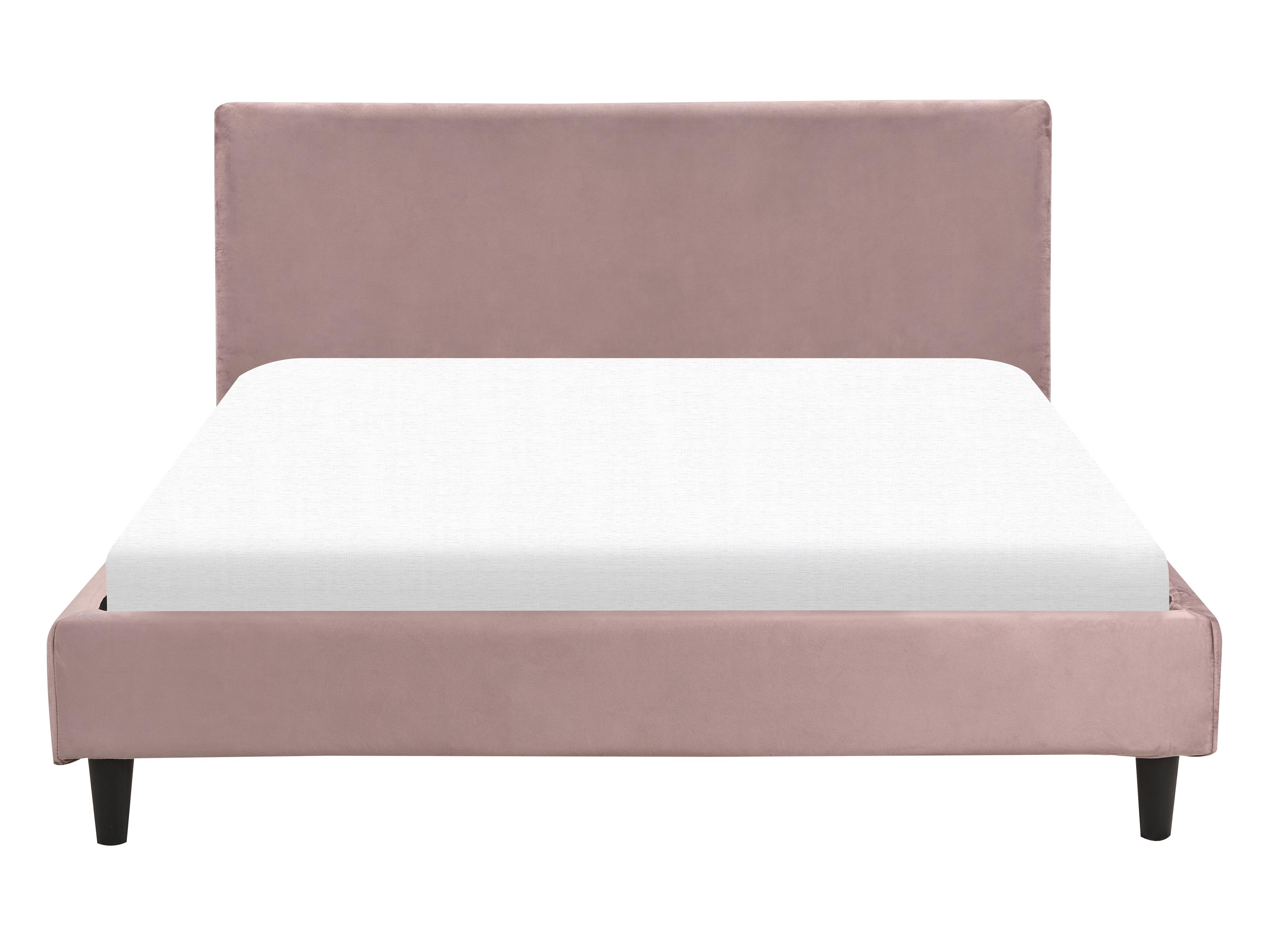 Lit avec sommier Velours FITOU 140 x 200 cm Rose_900387
