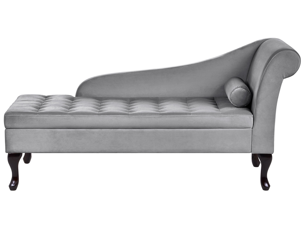 Right Hand Velvet Chaise Lounge with Storage Light Grey PESSAC Beliani.sk