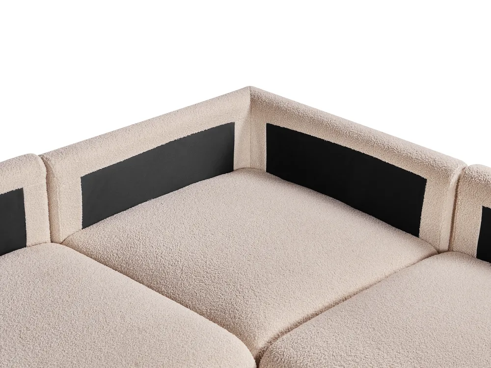 Modular Corner Sofa 5 Seater MESNALI Boucle Beige Right Hand_1046648
