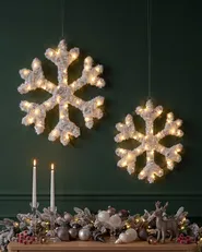 Set of 2 Christmas Decorations LED GURRE 40/50 cm Snowflake White_1015506