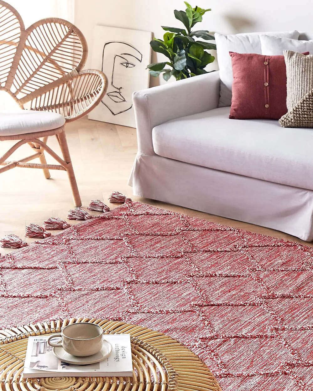 Tappeto NIGDE Rosso 160 x 230 cm Cotone_1178476