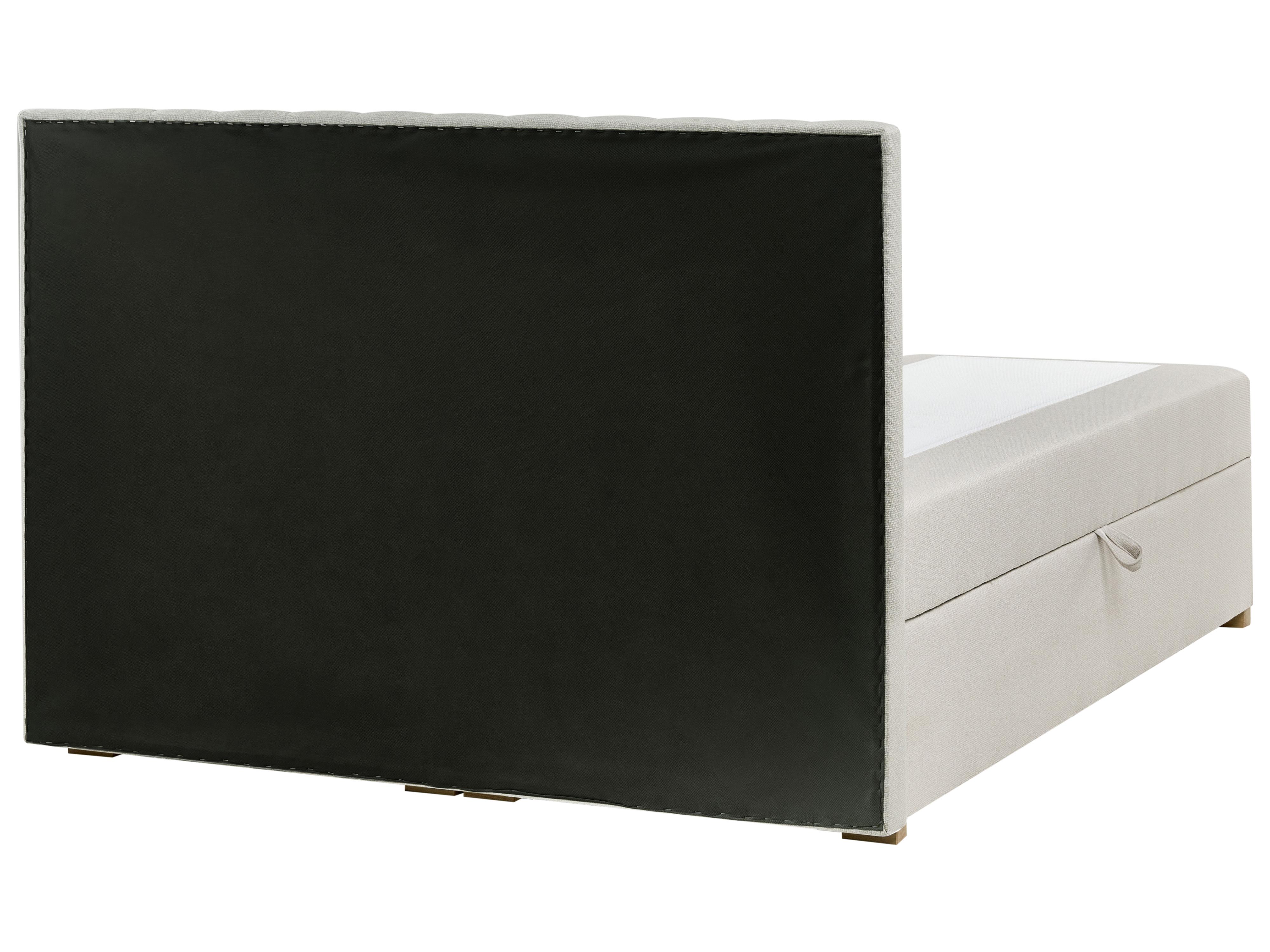 Boxspringbett mit Stauraum ESQUIRE Stoff Cremeweiß 160 x 200 cm_1016116