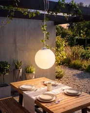 Lampa ogrodowa wisząca solarna LED BOSLEY Z pilotem Biały_1105519