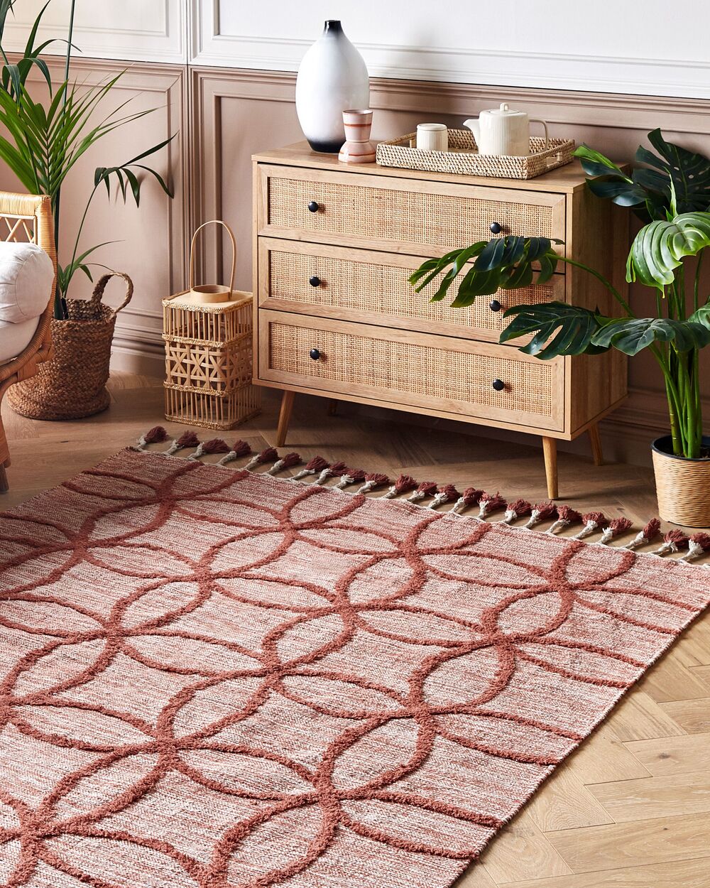 Rug KIRSEHIR Red 140 x 200 cm Cotton