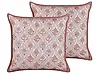 Set of 2 Decorative Cushions PICEA 45 x 45 cm Velvet Red Floral Pattern