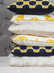 Set di 2 cuscini MUSCARI 45 x 45 cm Cotone Giallo Blu Trama Ikat_769146