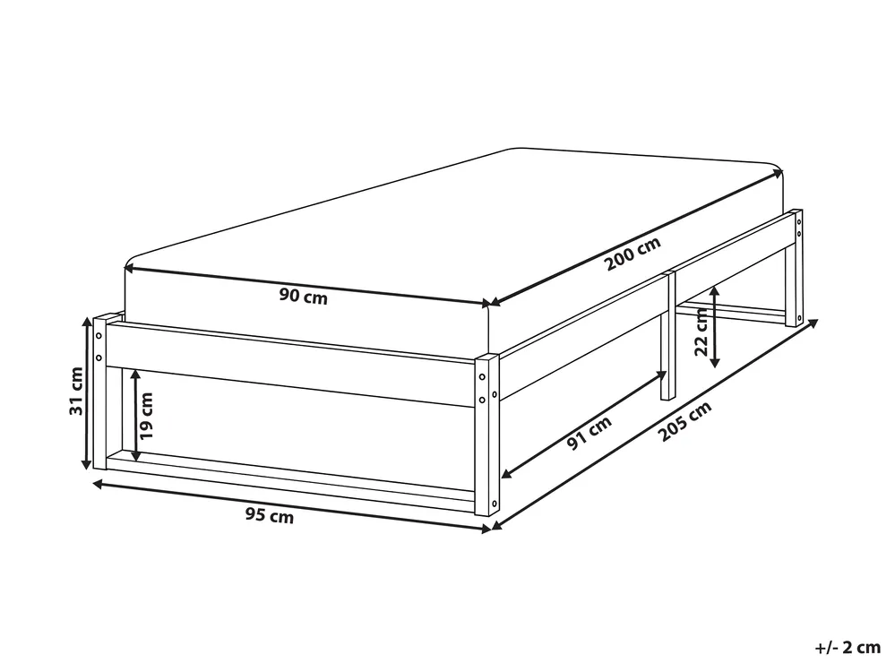Bett ohne Kopfteil Kiefernholz TALAIRAN 90 x 200 cm Hellbraun_1123874