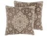 2 bawełniane poduszki dekoracyjne w orientalny wzór 45 x 45 cm brązowe MIMISAL_768892