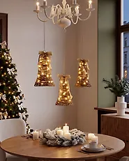 Zestaw 3 dekoracji świątecznych LED LUOSTO 43/38/32 cm Wzór świąteczny Brązowy_1179747