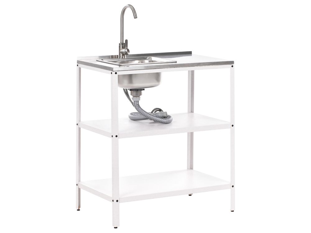 Outdoor Kitchen Island with Sink VILAMA White