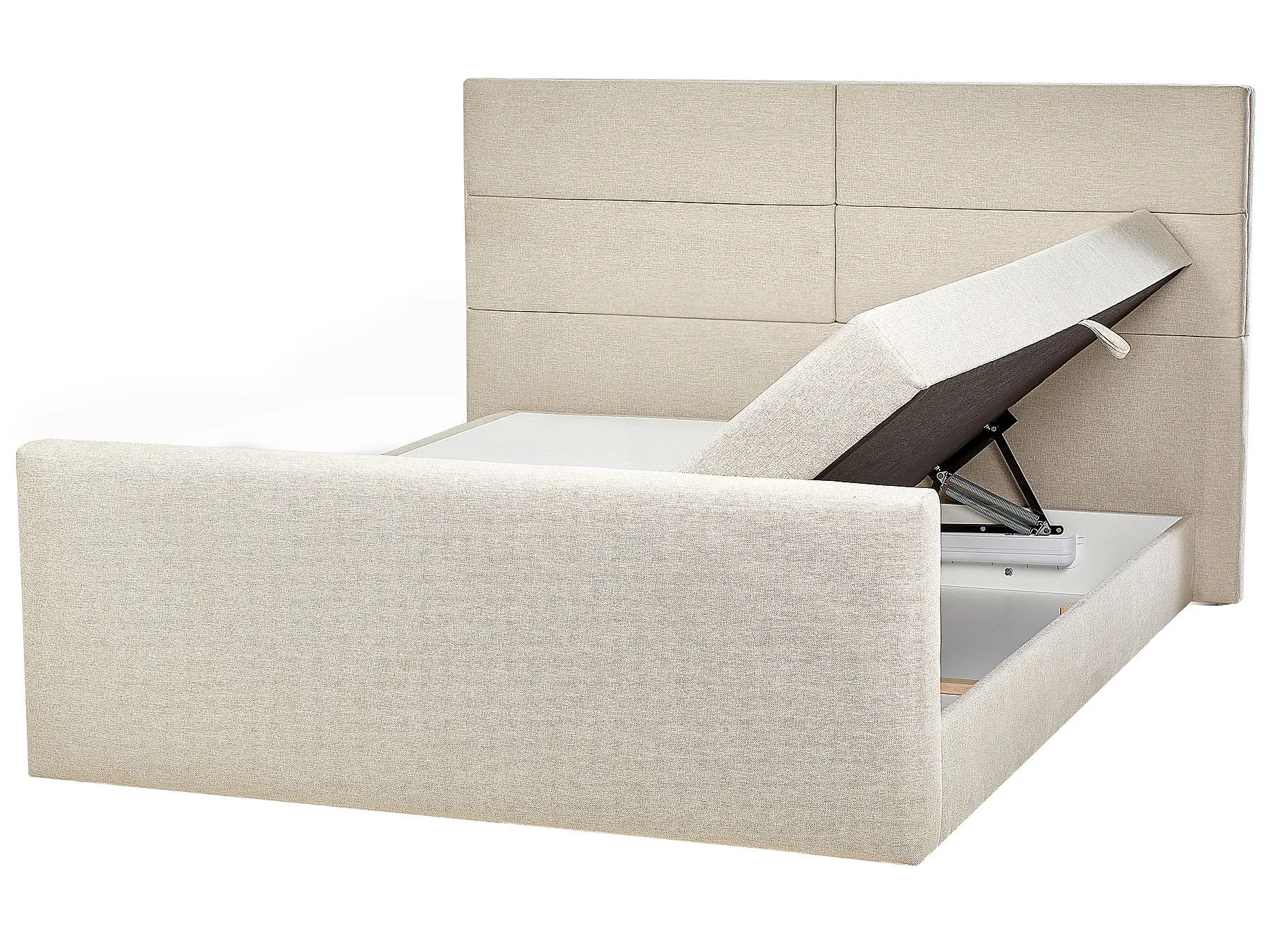 Lit boxspring avec rangement ARISTOCRAT Tissu Beige clair 180 x 200 cm_873770
