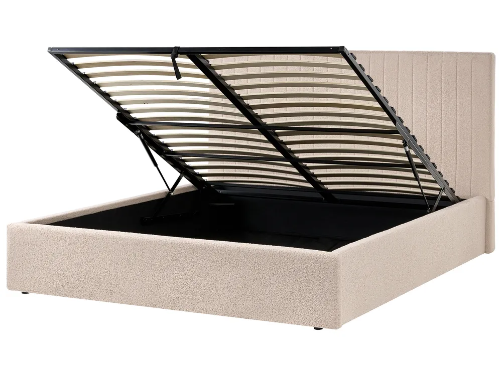 Letto contenitore VION Bouclé Beige 160 x 200 cm_1042718