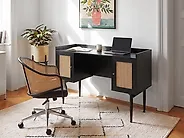 Home Office Desk RATANA 130 cm x 50 cm Black_1191757
