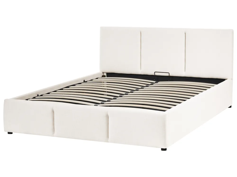Bett mit Stauraum BOUSSE Stoff Cremeweiß 140 x 200 cm_1074737