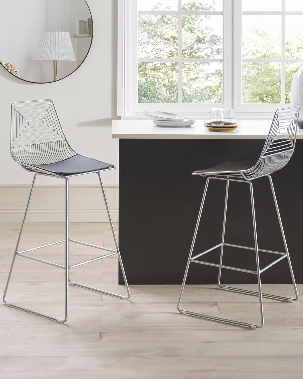 Set of 2 Bar Chairs BISBEE Metal Silver Beliani