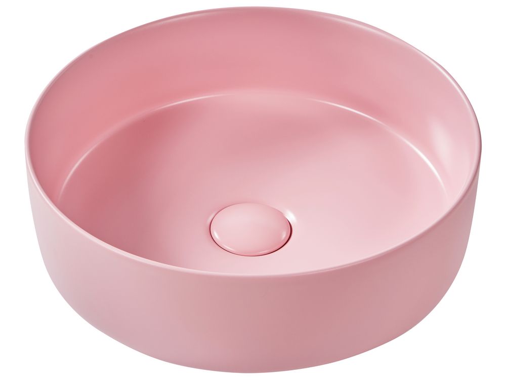 Umywalka nablatowa GUDAR ⌀ 37 cm Ceramika Różowy
