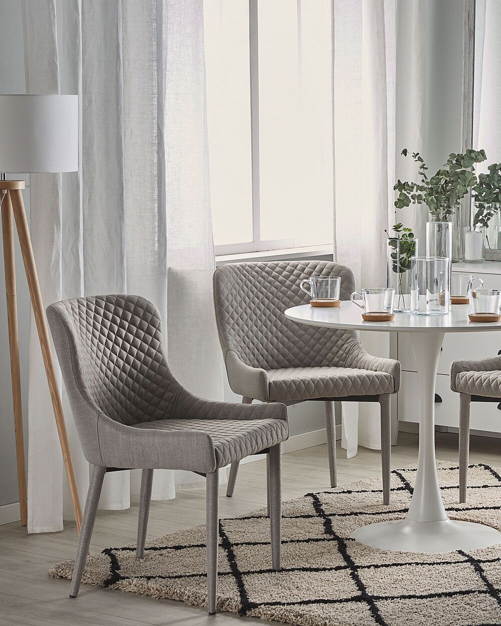 Set of 2 Dining Chairs SOLANO Fabric Light Grey