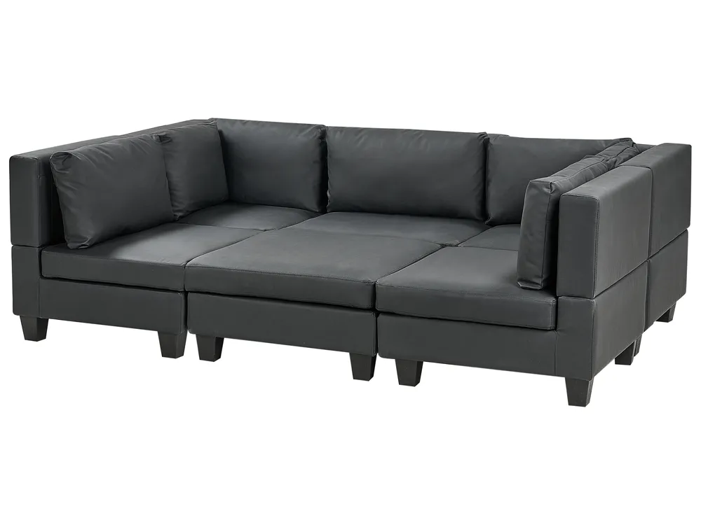 Modular U-Shape Sofa 5 Seater UNSTAD Faux Leather Black_936646