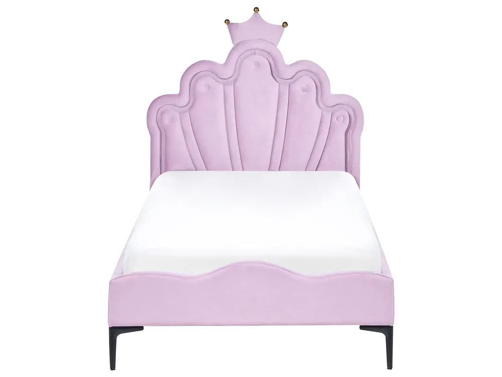 Kids Bed Crown Velvet RUBIAN 90 x 200 cm (EU Single) with LED Lights Violet_1053822