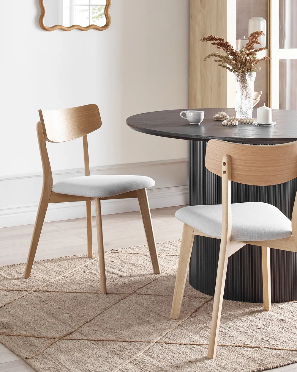 Set of Dining Chairs HOPE Wood Light Brown/ Grey