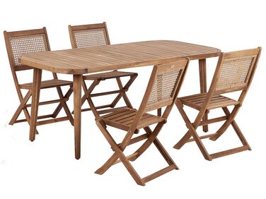 4 Seater Certified Acacia Wood Garden Dining Set Light PARAGGI