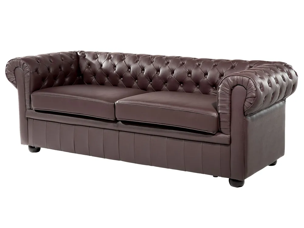 Set da salotto 4 posti CHESTERFIELD Pelle naturale Marrone_769450