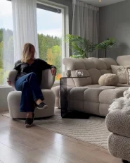 Swivel Armchair ALVDAL Fabric Beige_1039436