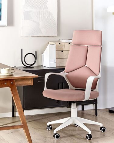 Swivel Office Chair Pink and White DELIGHT