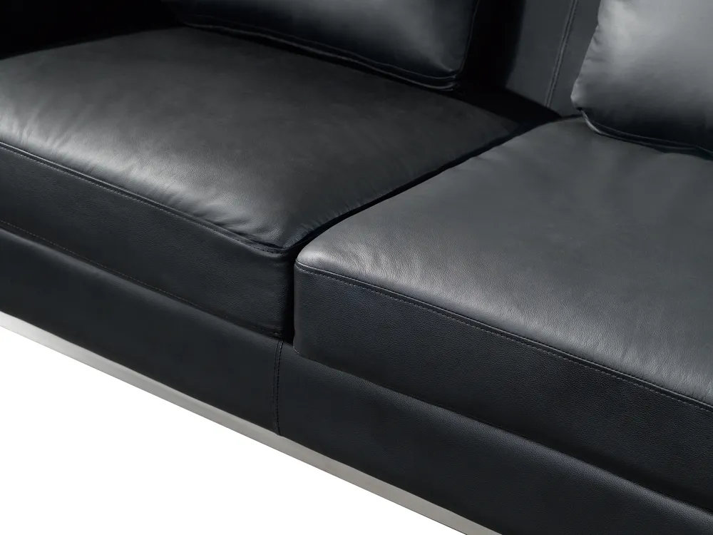 Corner Sofa 4 Seater OSLO Leather Black Right Hand_693523